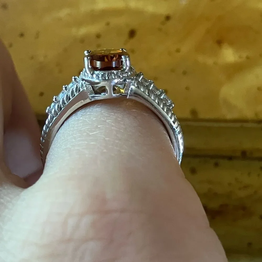 Natural Citrine Sterling Silver Ring Size 5
